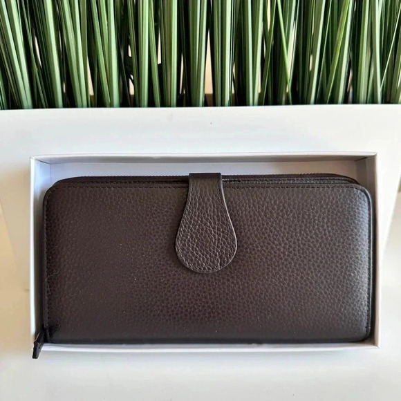 Fashion Handbags - NWT Genuine Leather Large Wallet Dark Brown with box